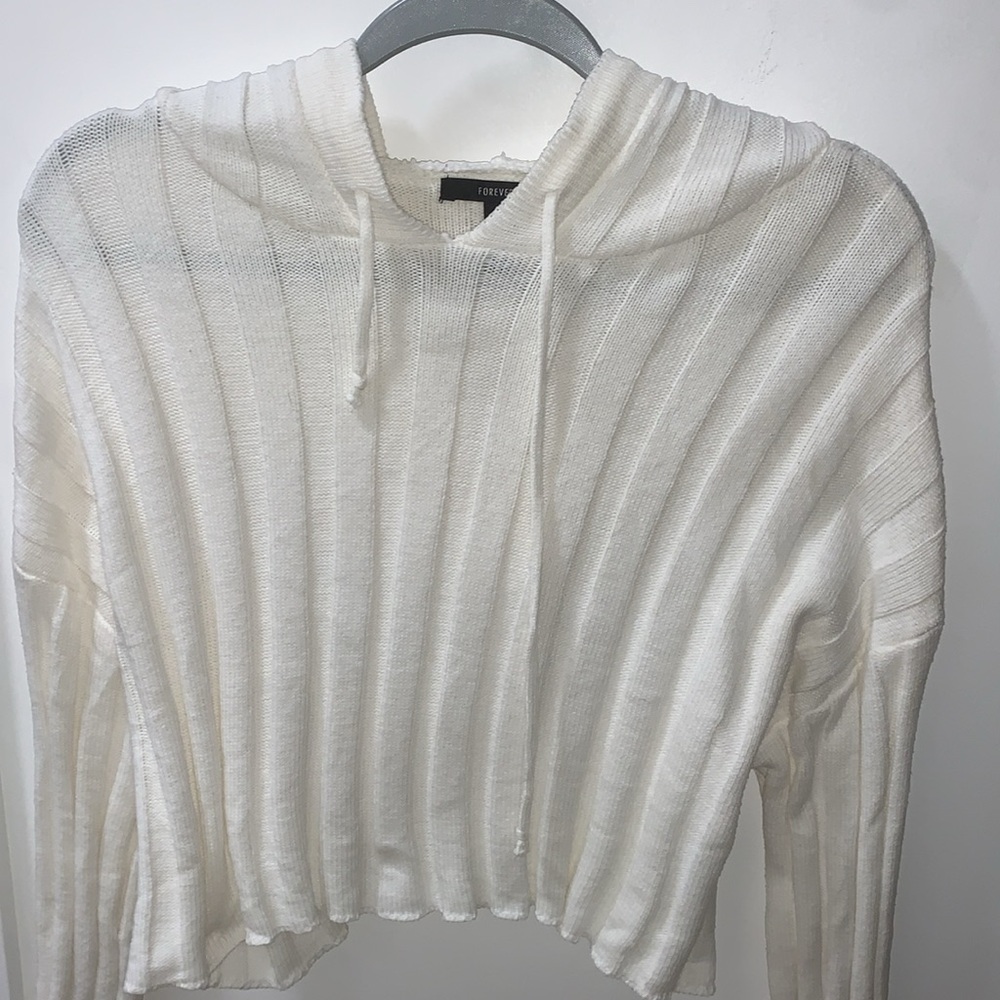 Forever 21 White Sweater Hoodie Good Condition Size large